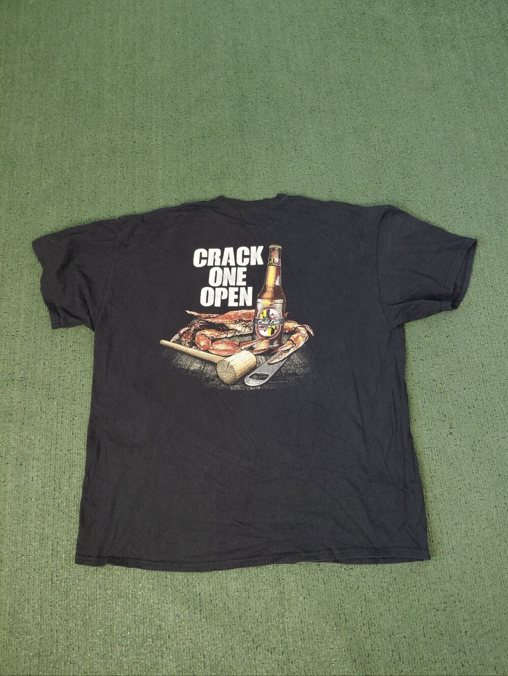 Maryland "Crack One Open" Beer Crab Drinking Black T Shirt Sz XXL